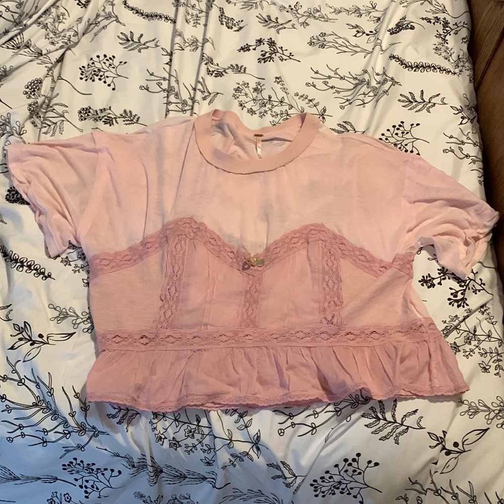 Free People vintage style tshirt light pink